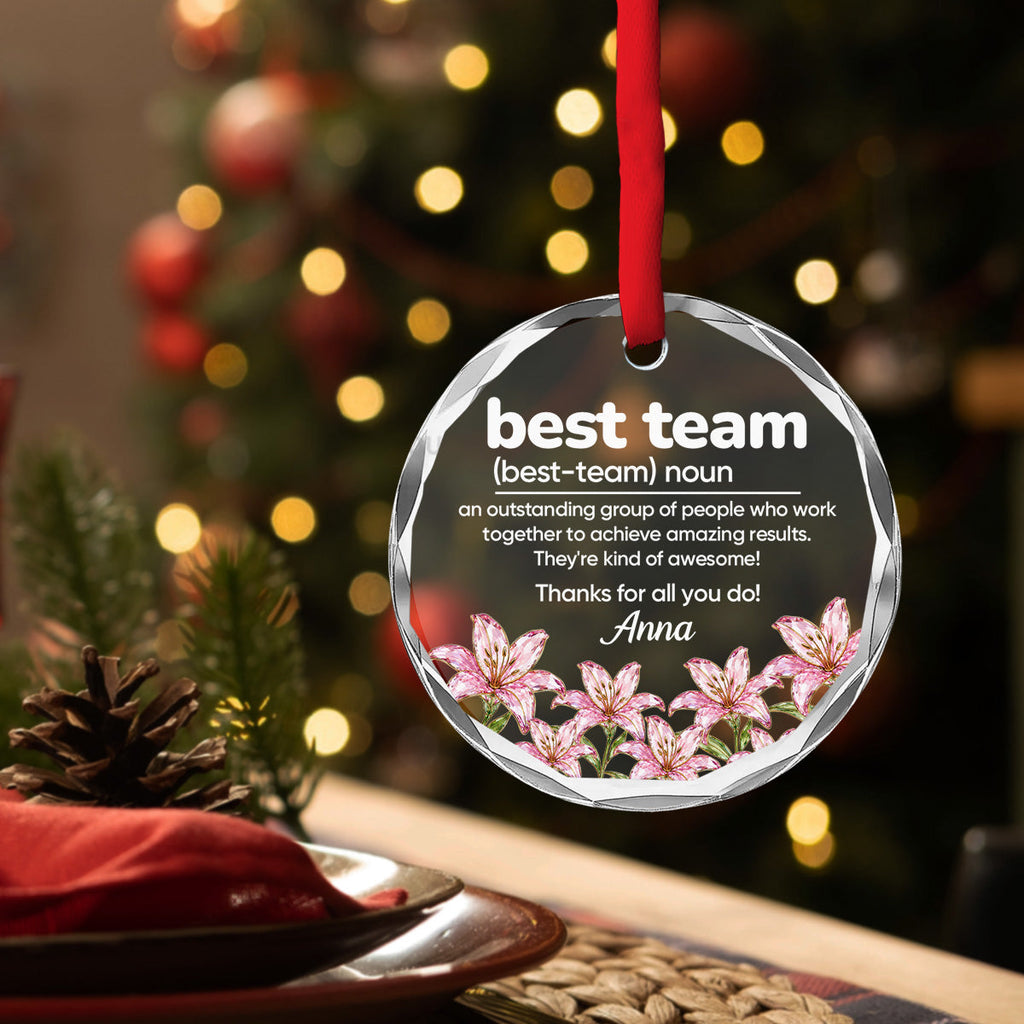 Custom Coworker Christmas Ornament, Team Appreciation Gift •  Thanks For All You Do - Personalized Glass Ornament