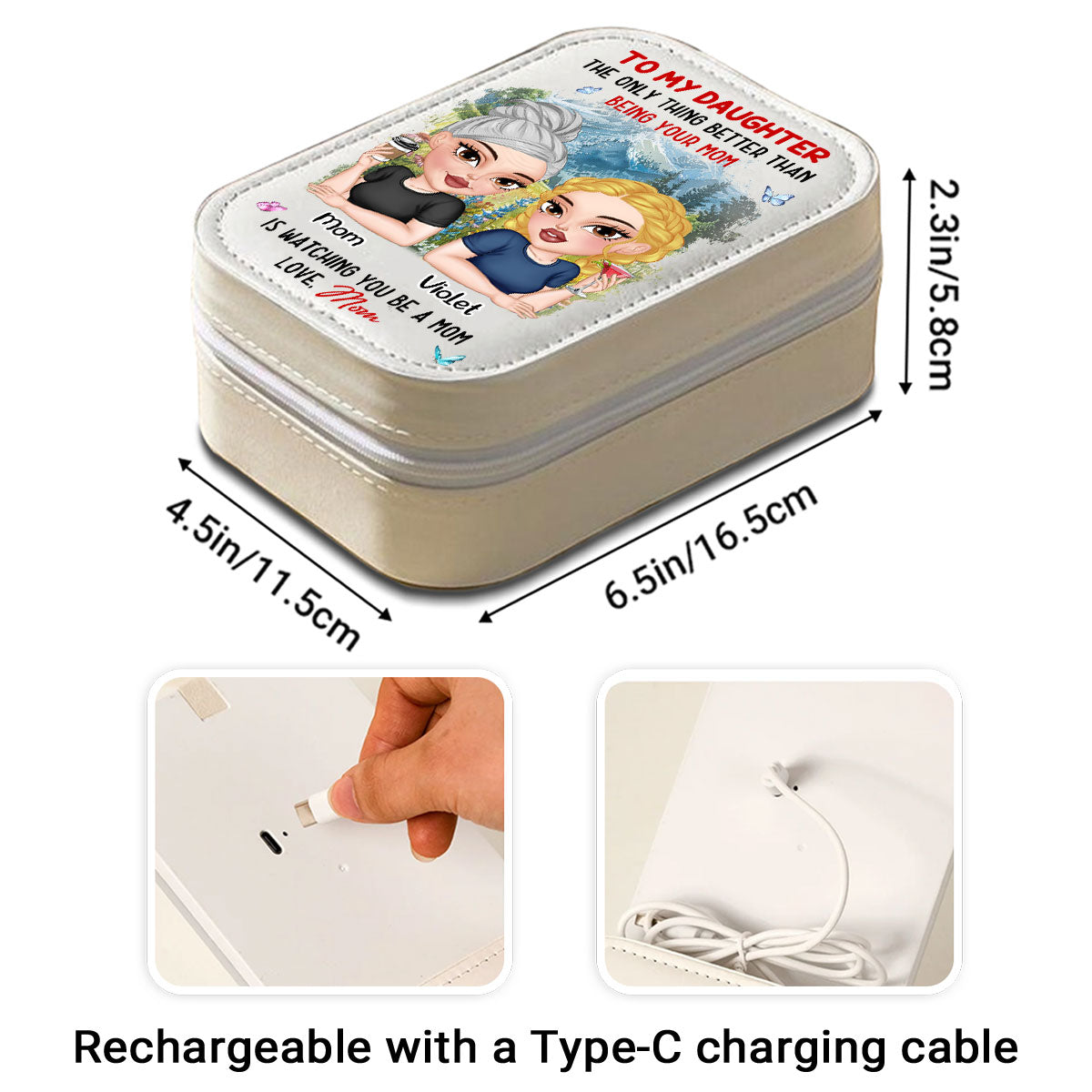 Watching You Be A Mom - Personalized Jewelry Box With LED Mirror