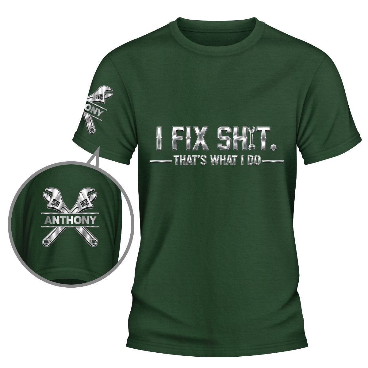 Custom Christmas & Birthday Keepsake Gift • Born To Fix Mechanic - Personalized Shirt With Design On Sleeve