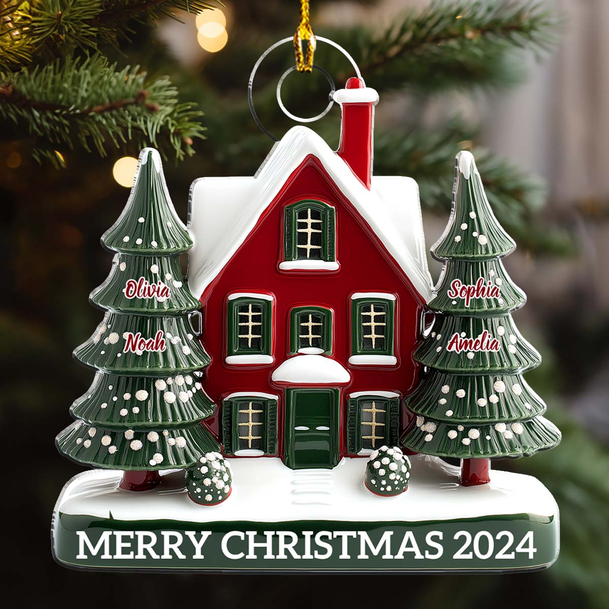 Custom Family Ornament, Christmas Gift for Family Members •  Family Christmas House Version 2 - Personalized Acrylic Ornament