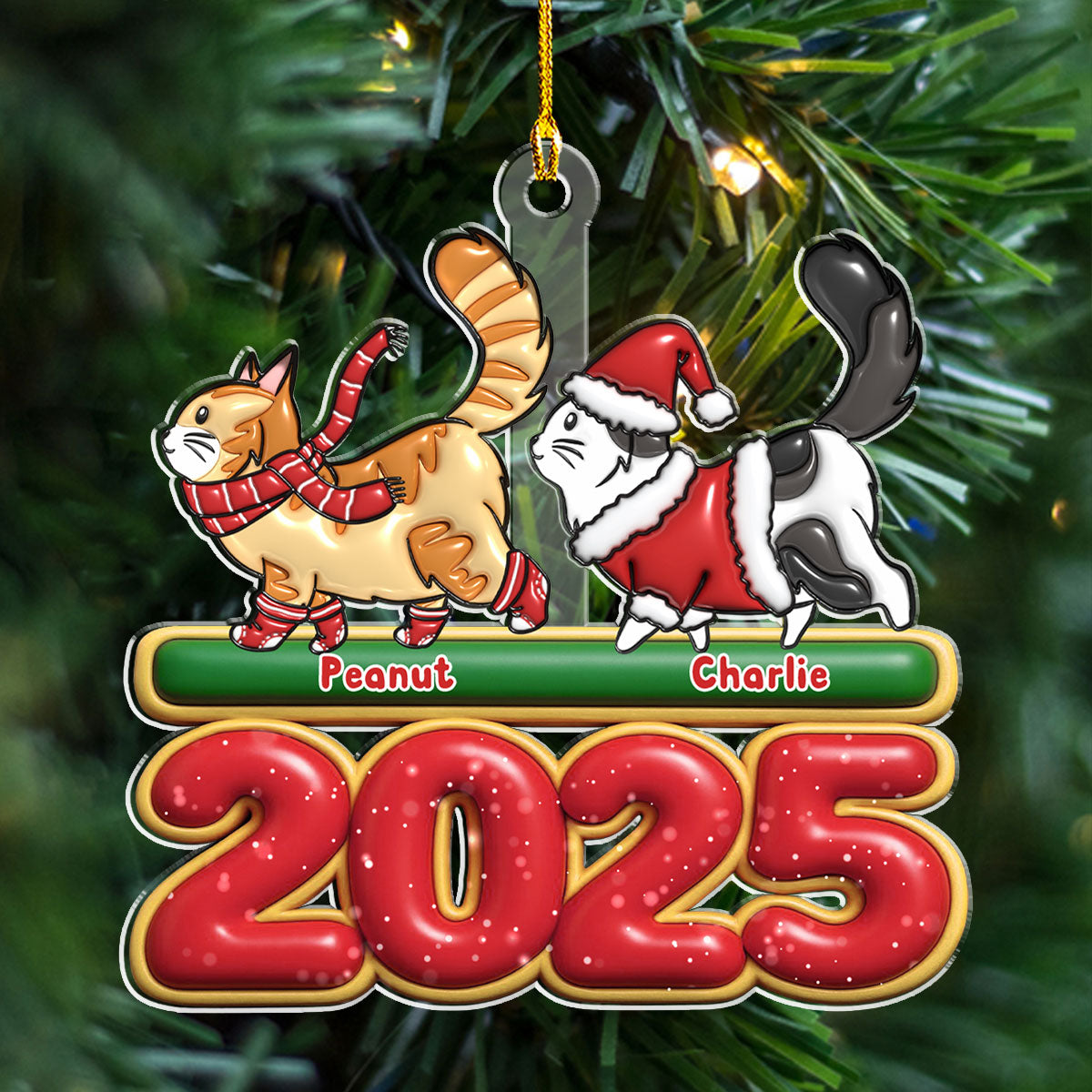 Custom Keepsake Christmas Ornament •  Cat Walks - Personalized Acrylic Ornament