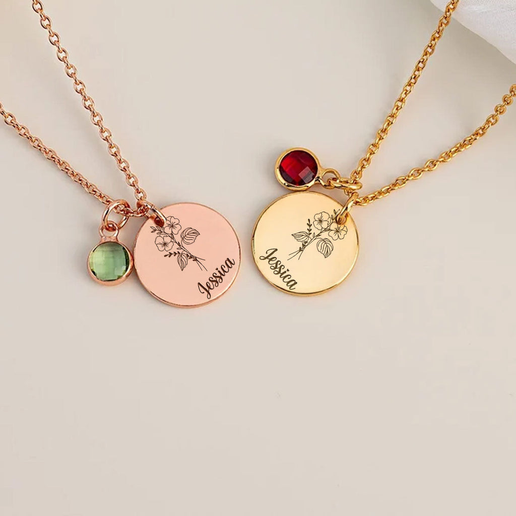 Hold My Hand - Personalized Birthstone Necklace With Message Card