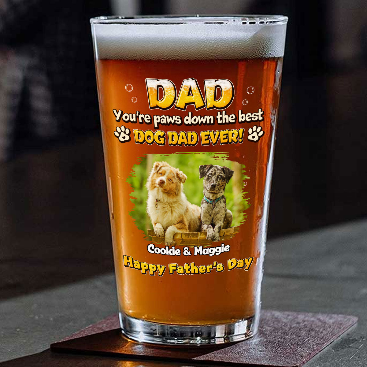 Paw Down The Best Photo - Personalized Beer Glass