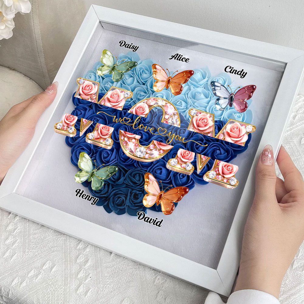 Mom We Love You - Personalized Flower Shadow Box