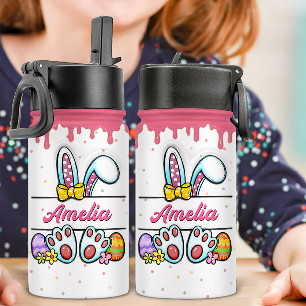 Cute Bunny Easter Eggs - Personalized 3D Inflated Effect Kids Water Bottle