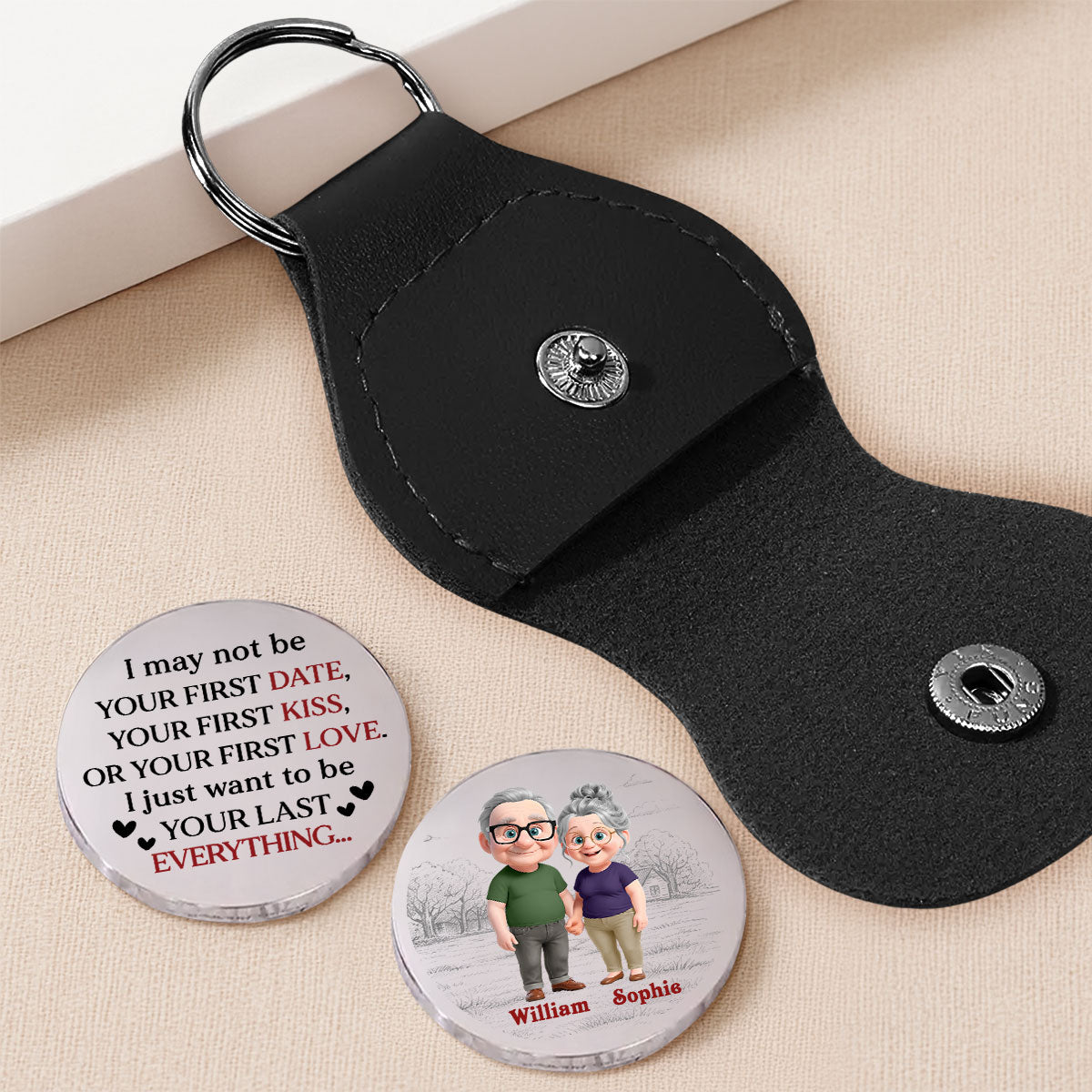 Custom Coin Keychain for Husband, Couple Anniversary Valentine's Day Gifts • Your Last Everything 2 - Personalized Pocket Hug