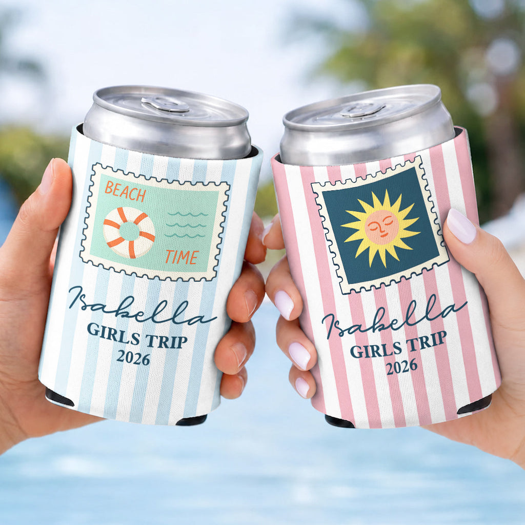 Beach Vacation - Personalized Skinny Can Cooler
