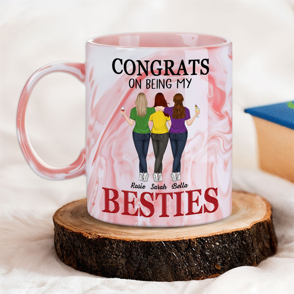 Custom Best Friend, Christmas & Birthday Friendship Keepsake Gift • My Lovely Besties - Personalized Pink Marble Mug