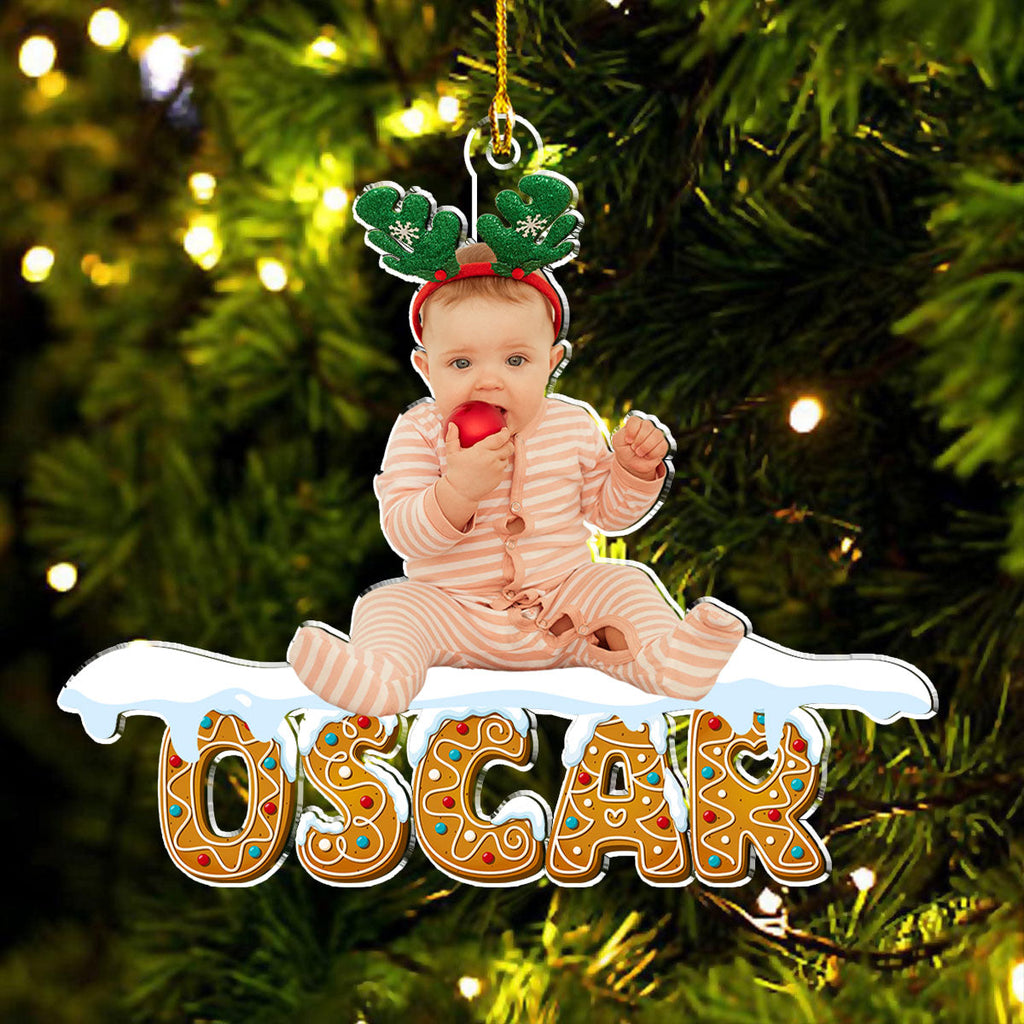 Custom Photo Family Ornament, Christmas Gift for Family Members • Christmas Name With Photo - Personalized Acrylic Ornament