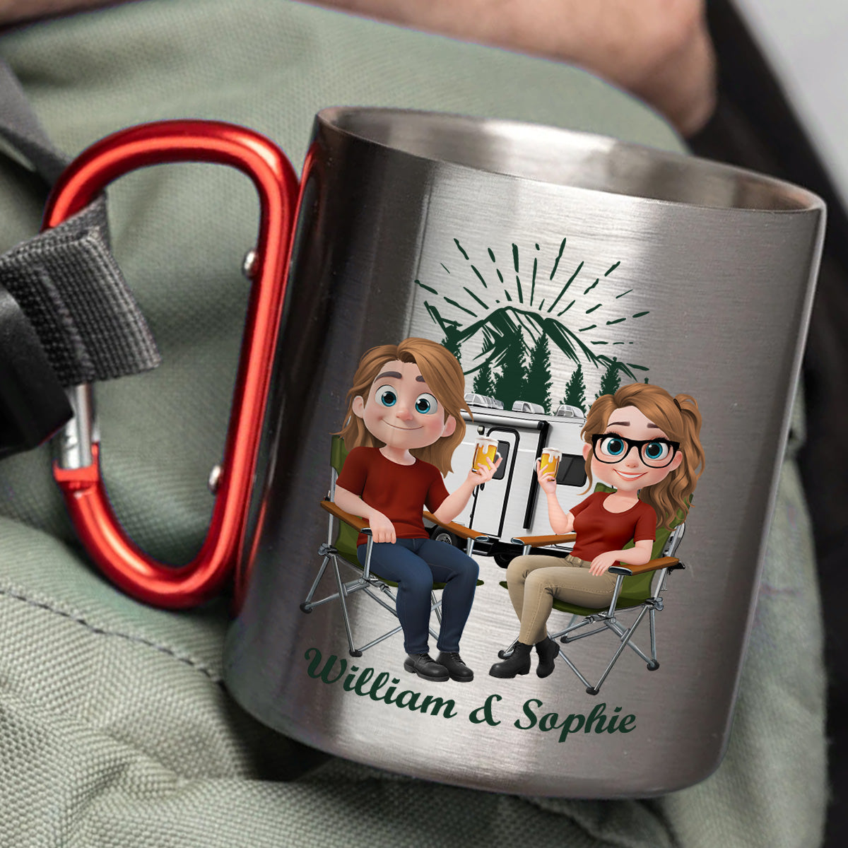 Custom Anniversary Keepsake Gifts For Couple • Camping Partner - Personalized Carabiner Mug