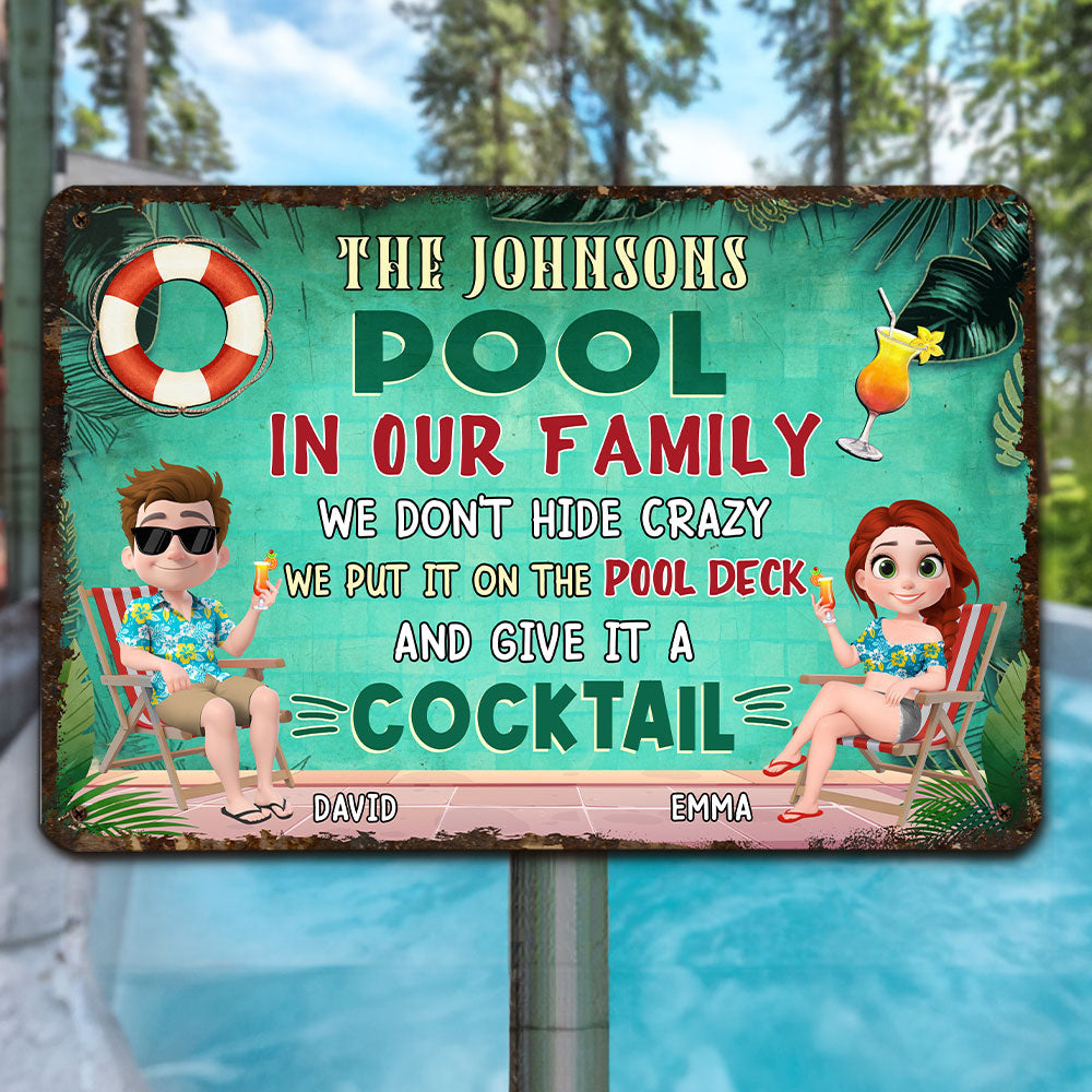 Custom Home & Wall Decor, Birthday & Christmas Gift • Our Pool - Personalized Metal Sign