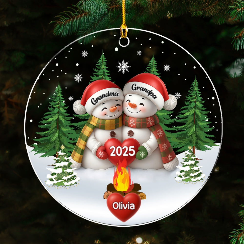 Custom Family Ornament, Christmas Gift for Family Members •  Grandma Grandpa Grandkids - Personalized Acrylic Ornament