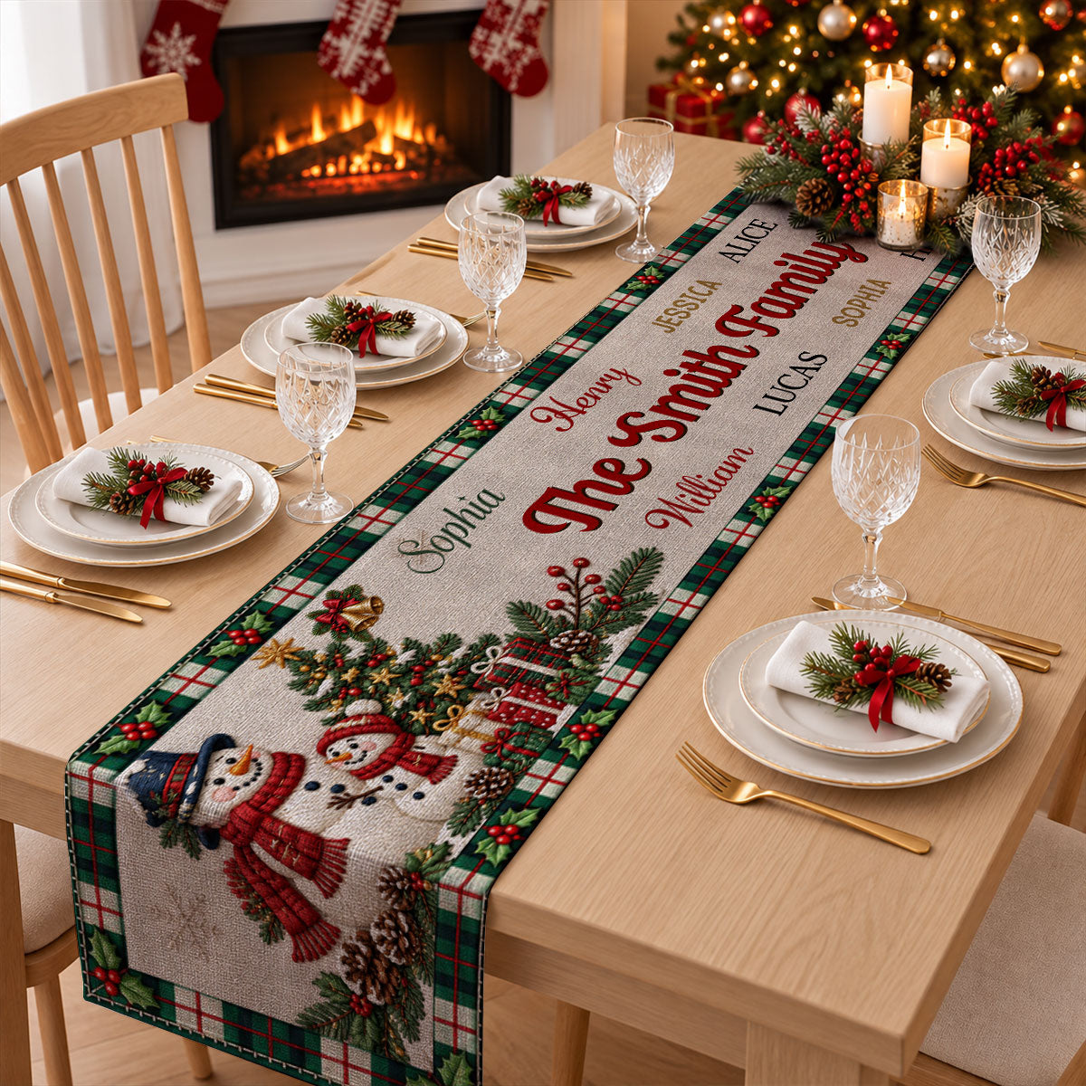 Custom Family Name Christmas Gifts, Holiday Decor Gift • The Christmas Crew - Personalized Table Runner