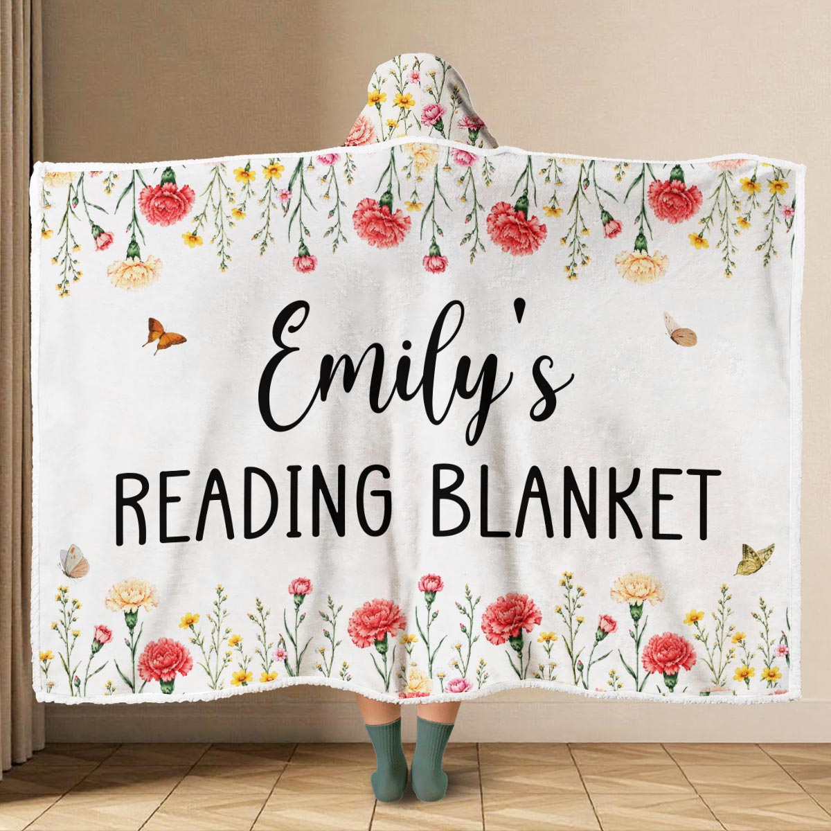Custom Christmas Birthday Gift For Book Lovers, Bookworms, Reader • My Reading Blanket - Personalized Hooded Blanket