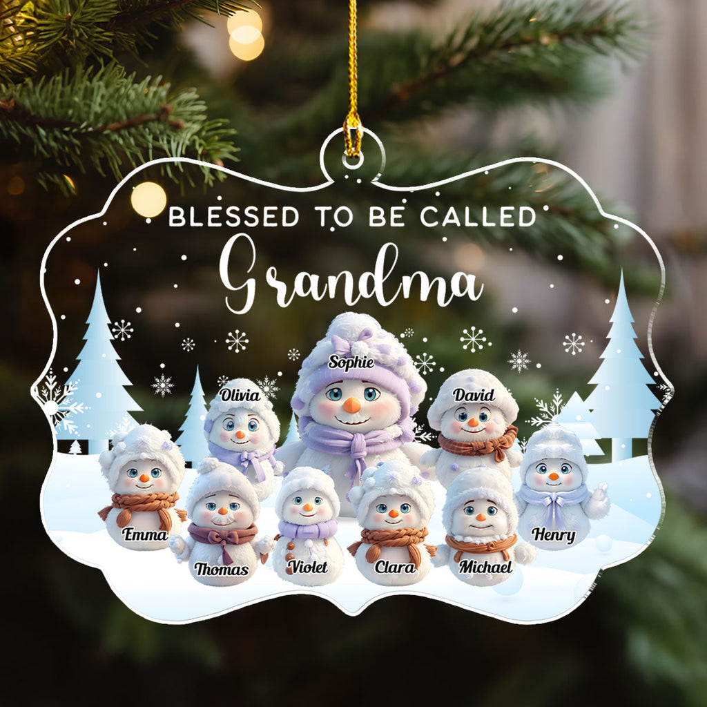 Custom Family Ornament, Christmas Gift for Family Members •  Cute Snowman Christmas - Personalized Acrylic Ornament