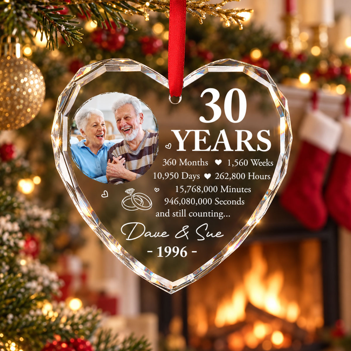Custom Couple Christmas Ornament, Anniversary Gift •  Built For Forever - Personalized Glass Ornament