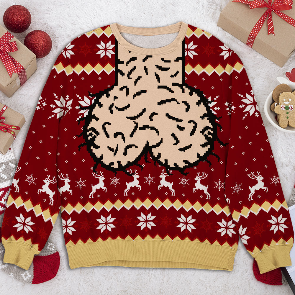 Custom Funny Ugly Sweatshirt, Couple Christmas Gift • Christmas Has Officially Gone Too Far - Personalized All-Over-Print Sweatshirt