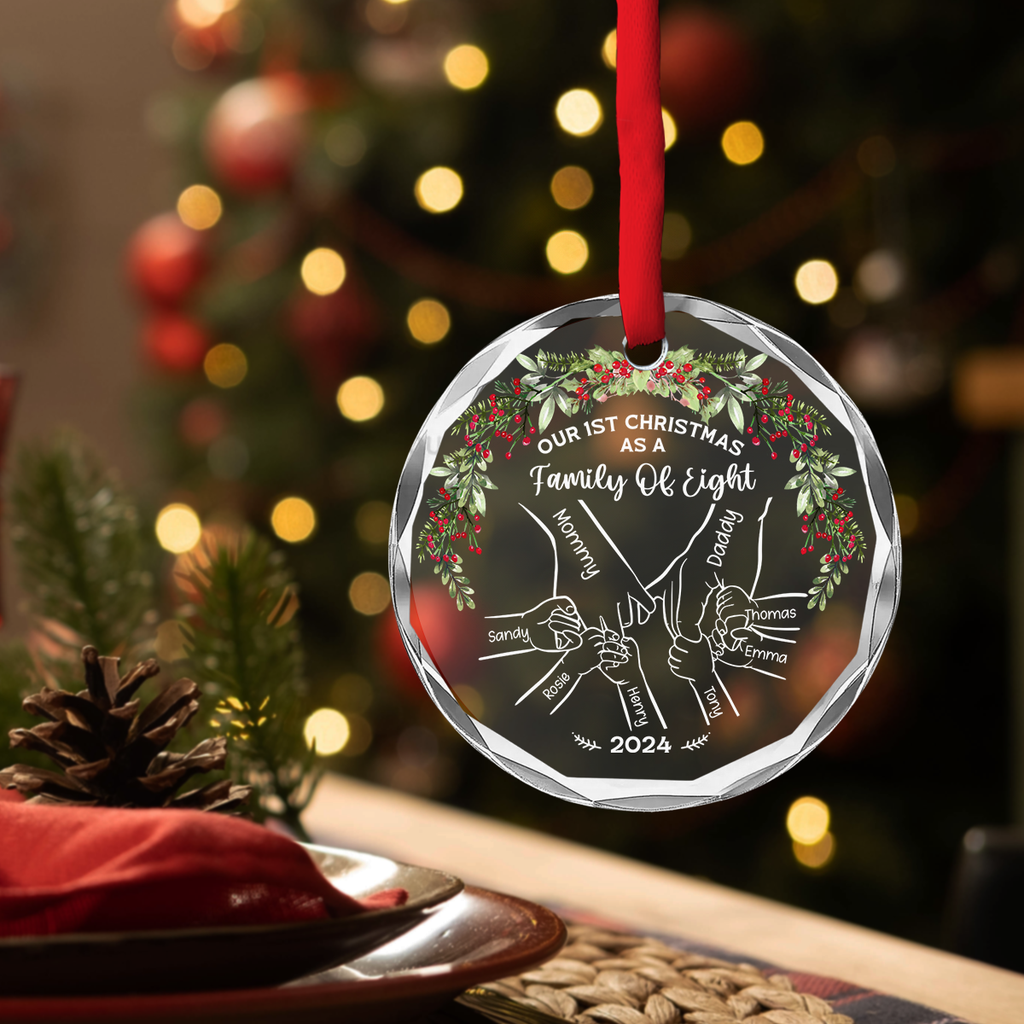 Custom Family First Christmas Ornament •  Our 1st Christmas As Love - Personalized Glass Ornament
