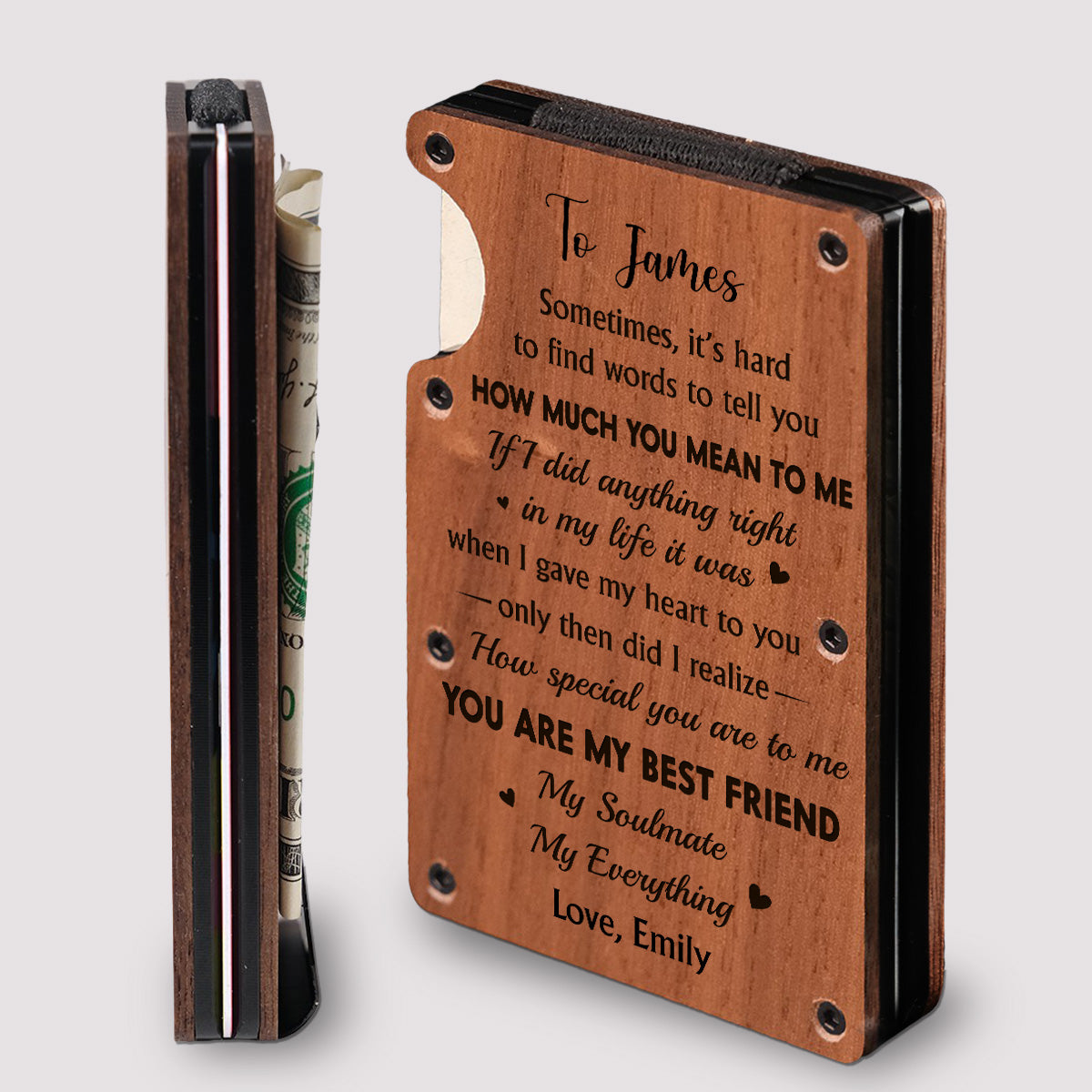 You Mean Everything To Me - Personalized Wooden Card Holder