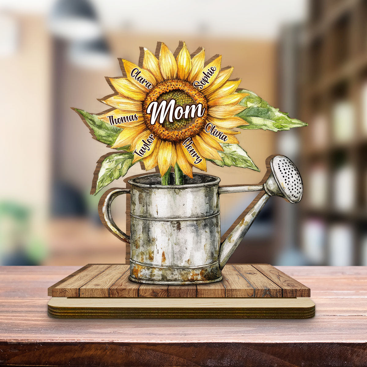 Custom Mother's Day Decor, Gift for Mom & Grandma • Growing Family Love - Personalized 2-Layer Wood Plaque With Flat Base
