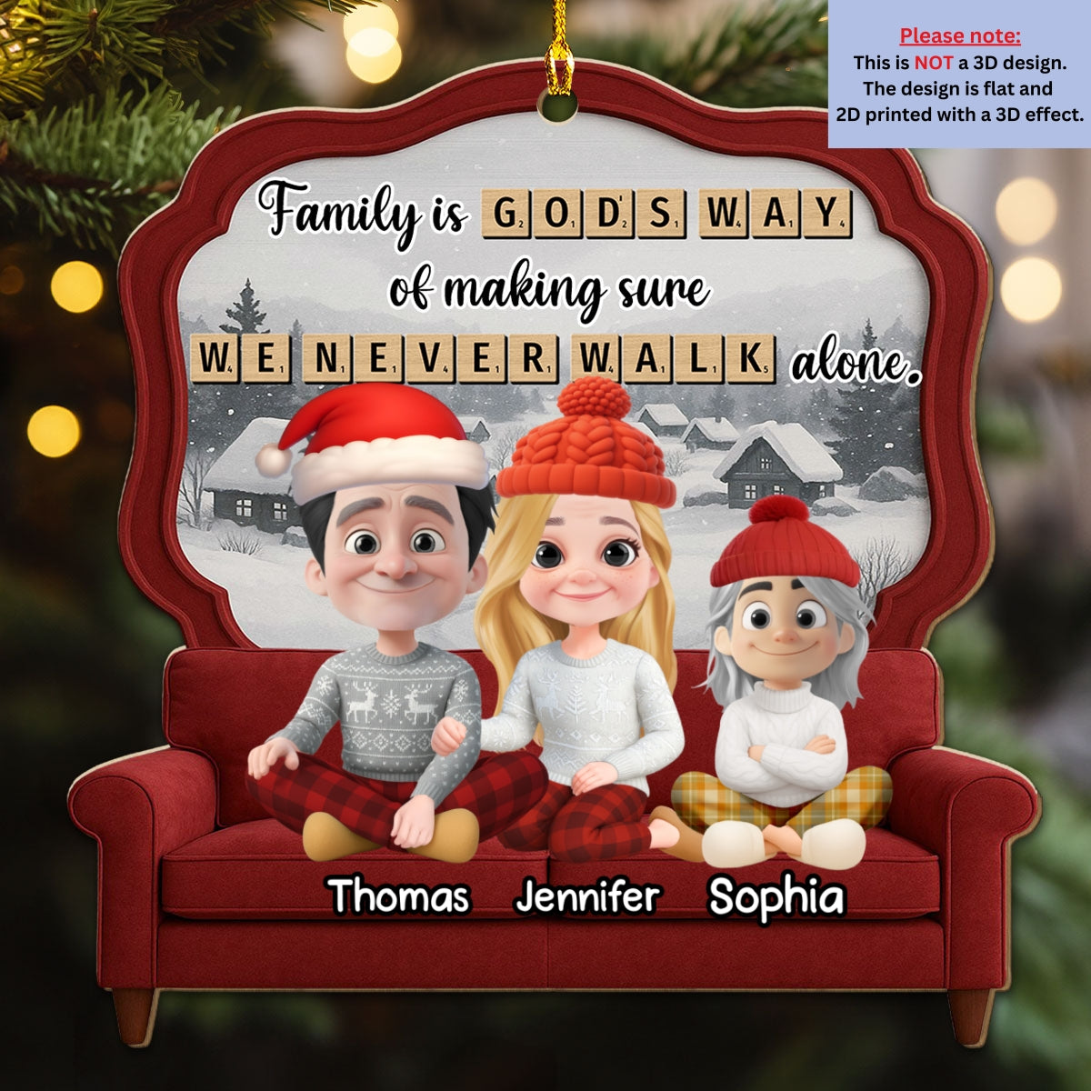 Custom Family Ornament, Christmas Gift for Family Members •  Family Is Where Love Grows - Personalized 3D Effect Wood Ornament