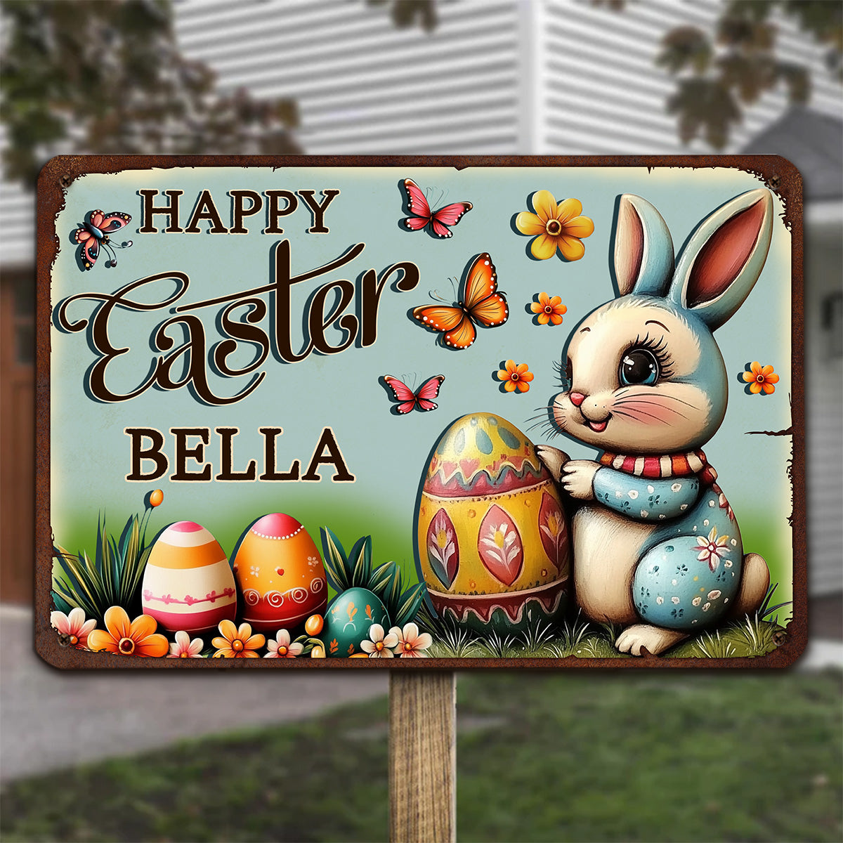 Custom 3D Home & Wall Decor, Birthday & Christmas Gift • Bunny Festival Fun - Personalized 3D Inflated Effect Metal Sign