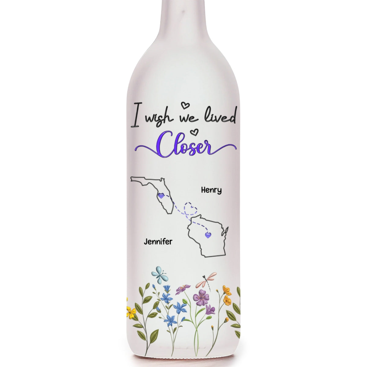I Wish We Lived Closer - Personalized Bottle Lamp