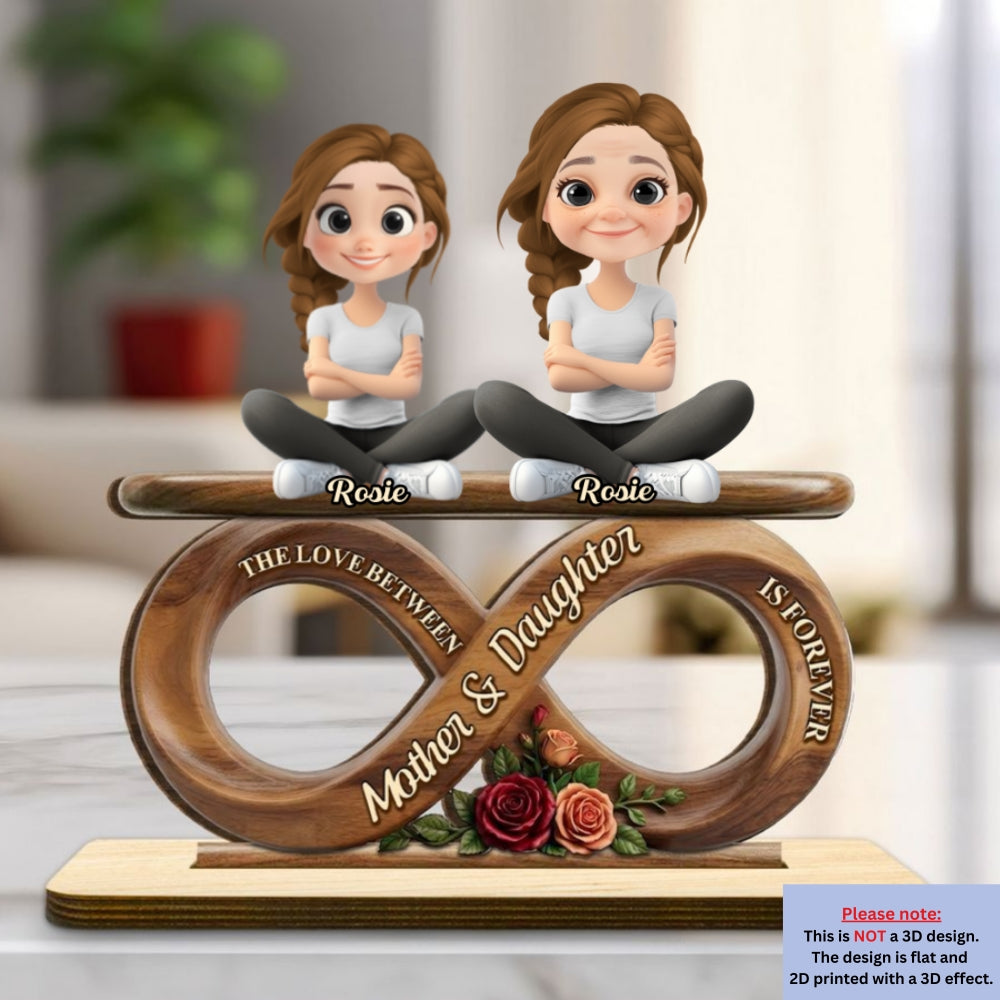 Custom Mother's Day Decor, Gift for Mom & Grandma • Never End - Personalized 2-Layer Wood Plaque With Flat Base