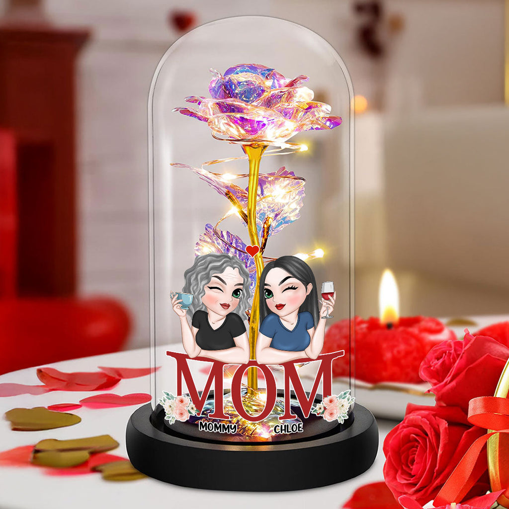 Mom Is The Best - Personalized Sparkly Rose