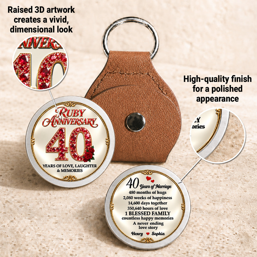 Custom Coin Keychain For Husband & Him, Anniversary Gifts • A Lifetime Marked By Love - Personalized 3D Printing Pocket Hug