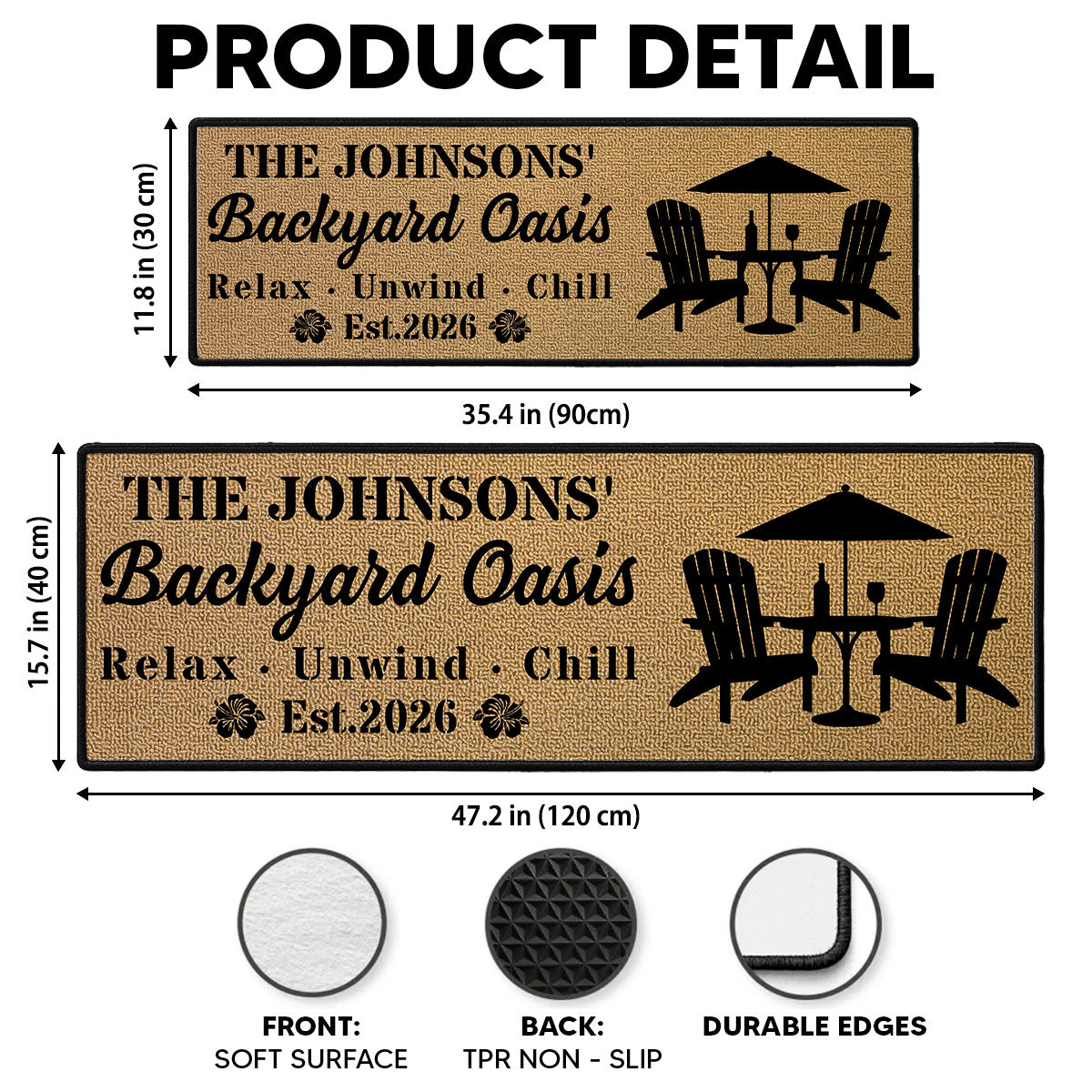 Custom Couple Rug, Anniversary Housewarming Gift For Wife Husband • Backyard Oasis - Personalized Runner Rug