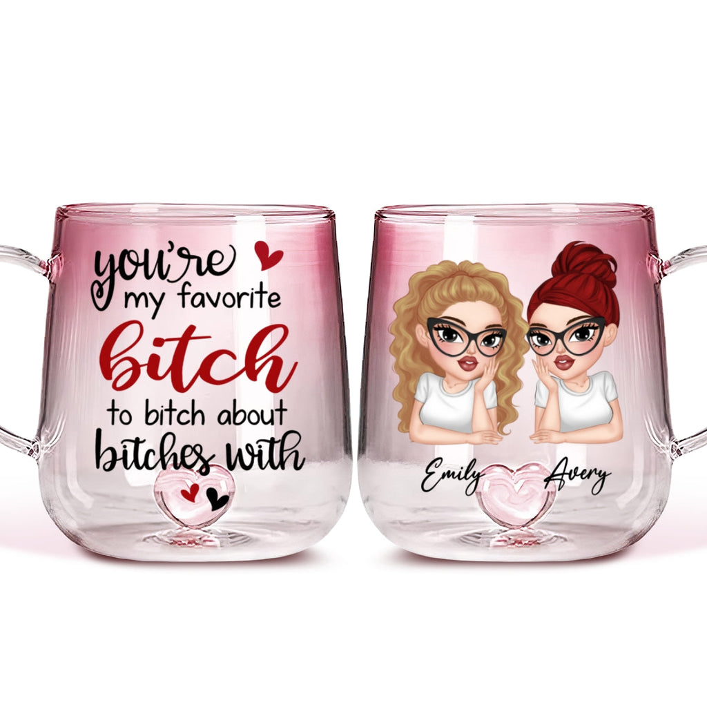 Custom Best Friend, Christmas & Birthday Friendship Keepsake Gift • You Are My Favorite - Personalized Pink Gradient Glass Mug