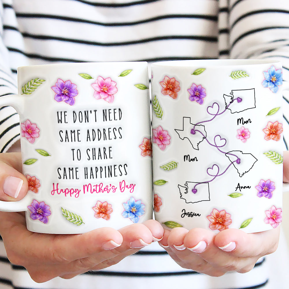 Custom Mother's Day Gift for Daughter • Happiness Without Borders - Personalized 3D Inflated Effect Mug