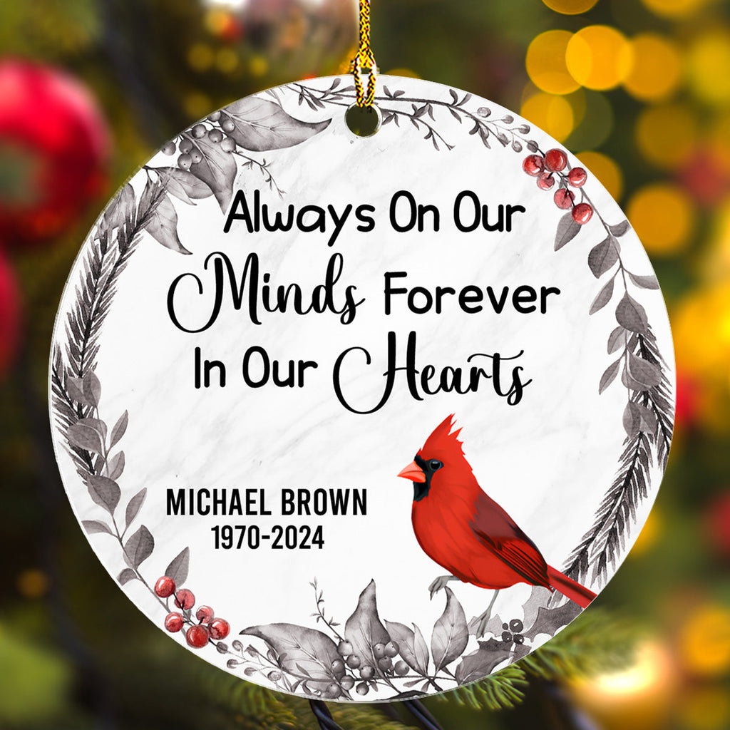Custom Keepsake Christmas Ornament •  Red Cardinal Memorial - Personalized Acrylic Ornament