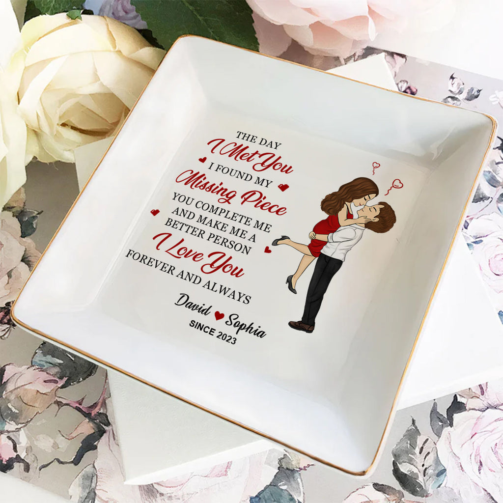 Custom Wife Trinket Dish, Romantic Birthday Anniversary Gift • My Missing Piece - Personalized Jewelry Dish