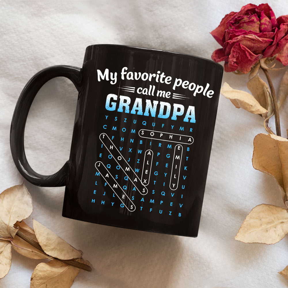 Custom Christmas & Birthday Gift For Grandpa • Favorite People Call Grandpa Dad Word Search Puzzle - Personalized Coffee Mug