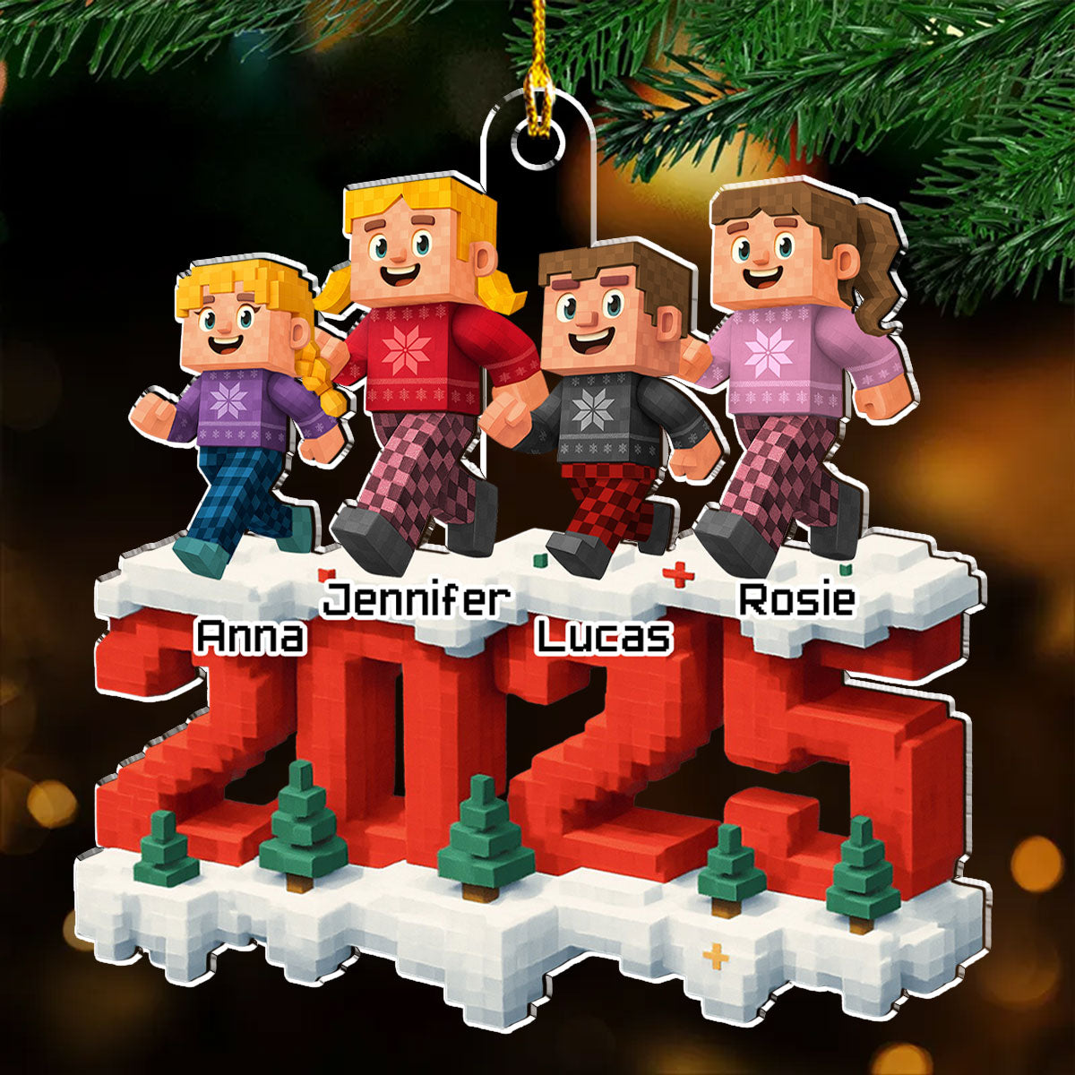 Custom Couple Christmas Ornament, Anniversary Gift •  Together In This Year - Personalized 3D Effect Acrylic Ornament