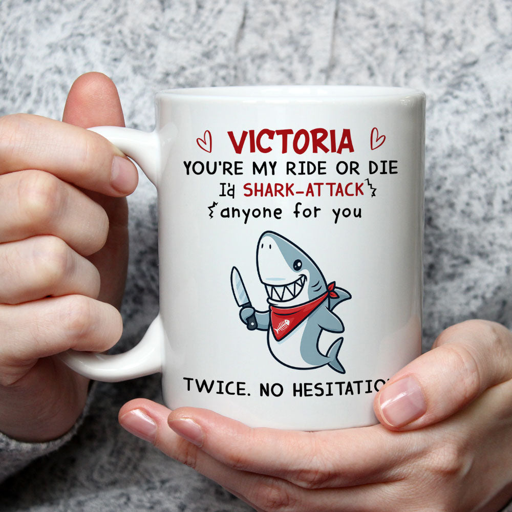 Custom Best Friend, Christmas & Birthday Friendship Keepsake Gift • Shark Attack Anyone For You - Personalized Coffee Mug