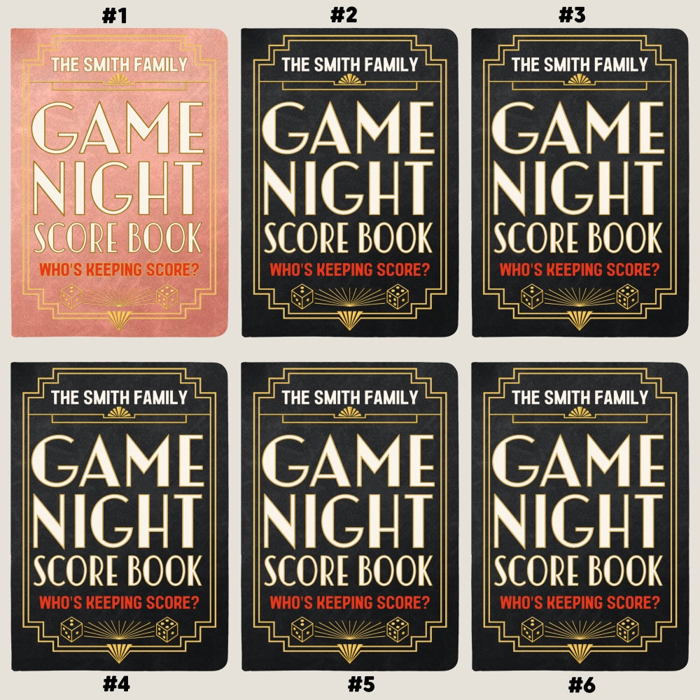 Custom Game Night Score Book For Family, Couples, Grandparents, Board Game Lover • Game Night Game Log - Personalized Leather Journal