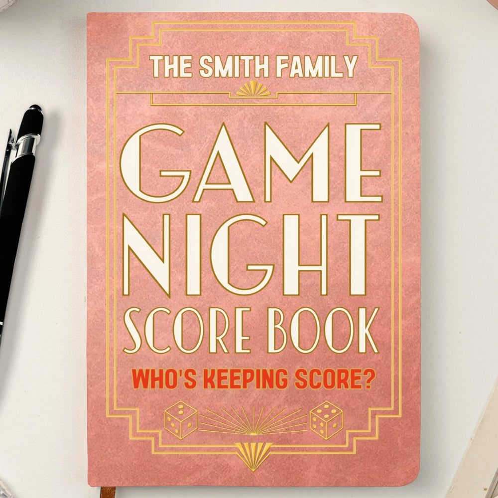 Custom Game Night Score Book For Family, Couples, Grandparents, Board Game Lover • Game Night Game Log - Personalized Leather Journal