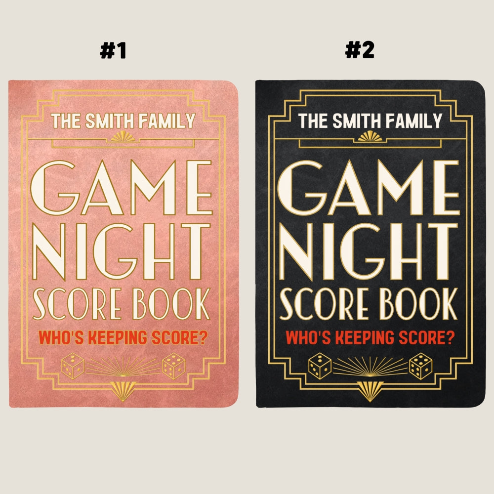 Custom Game Night Score Book For Family, Couples, Grandparents, Board Game Lover • Game Night Game Log - Personalized Leather Journal