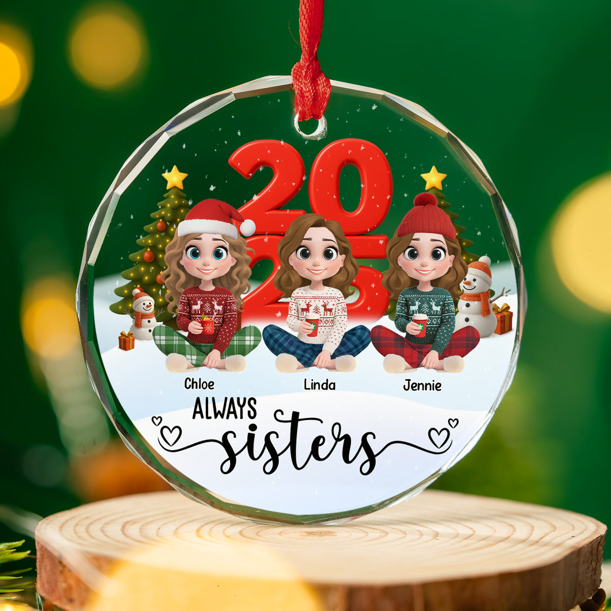 Custom Brothers & Sisters Christmas Ornament •  Always Be Slay Sisters - Personalized Glass Ornament