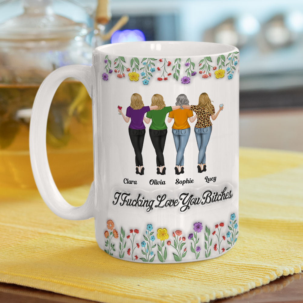 Custom Best Friend, Christmas & Birthday Friendship Keepsake Gift • I Love You My Friends - Personalized 3D Inflated Effect Mug