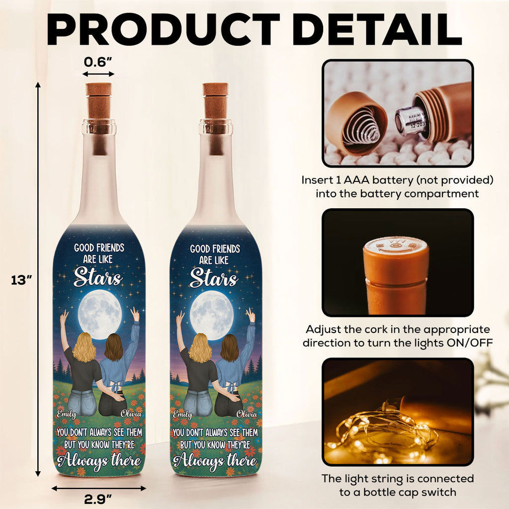 Moon And Stars Friendship - Personalized Bottle Lamp