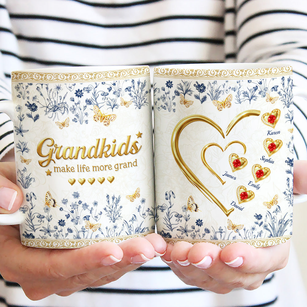 Custom Mother's Day Gift for Mom & Grandma • Grandkid Make Life More Grand - Personalized 3D Inflated Effect Mug