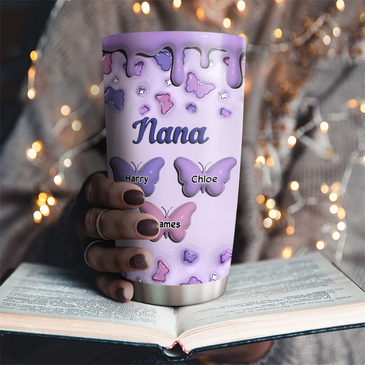 Custom Christmas Birthday Gifts For Grandma • Grandma And Grandkid - Personalized 3D Inflated Effect Tumbler
