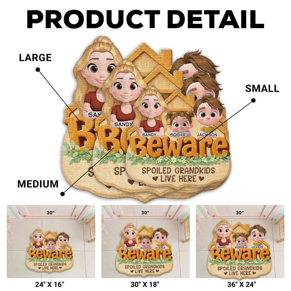 Beware My Spoiled Grandkids - Personalized Doormat