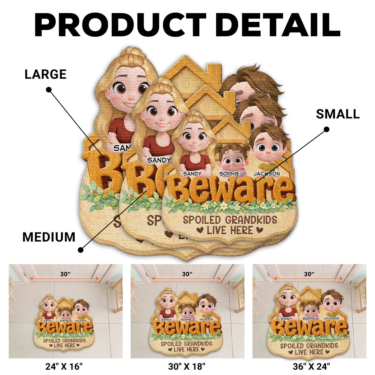 Beware My Spoiled Grandkids - Personalized Doormat