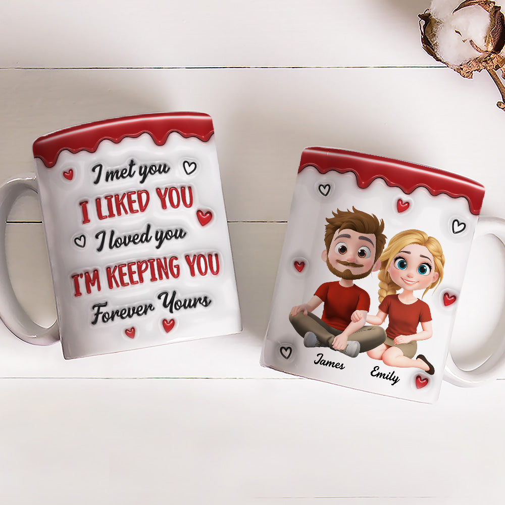 Custom Anniversary Keepsake Gifts For Couple • Couple Cartoon Forever Love - Personalized 3D Inflated Effect Mug