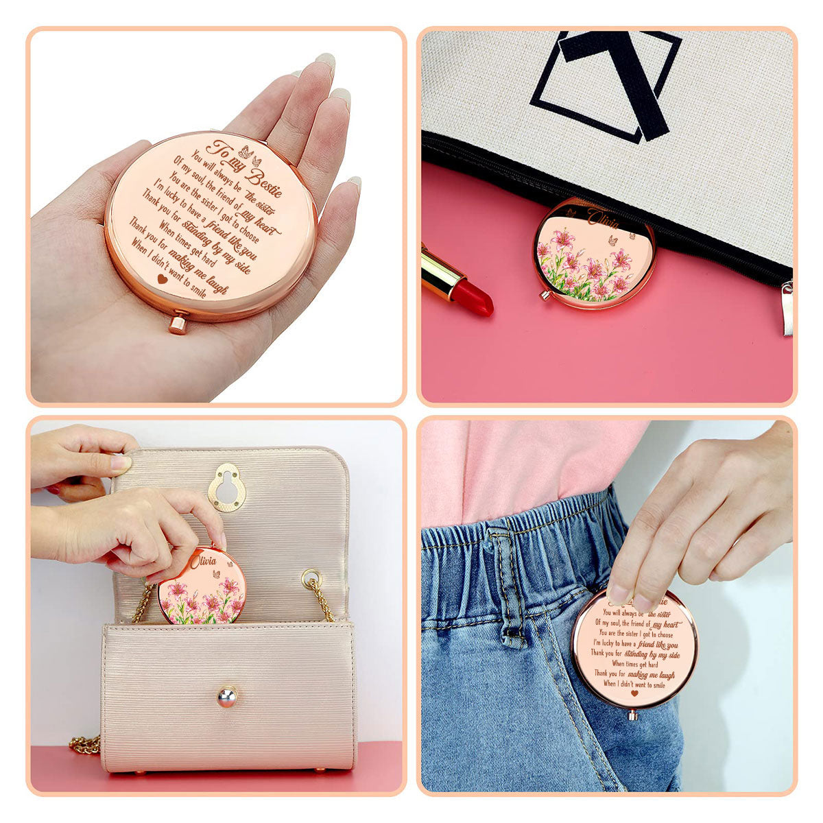 Soul Sister Bloom - Personalized Compact Mirror